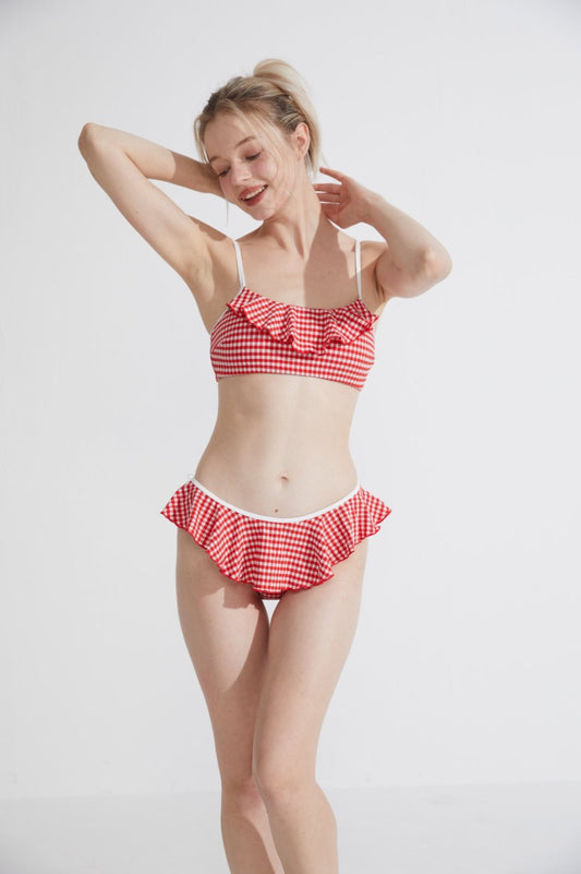 Gingham lace bikini