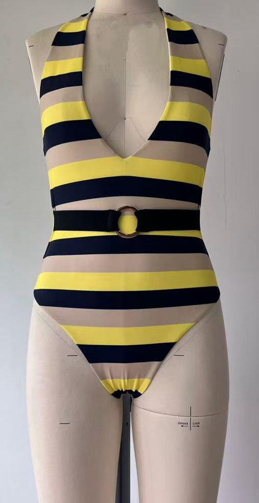 striped one-piece