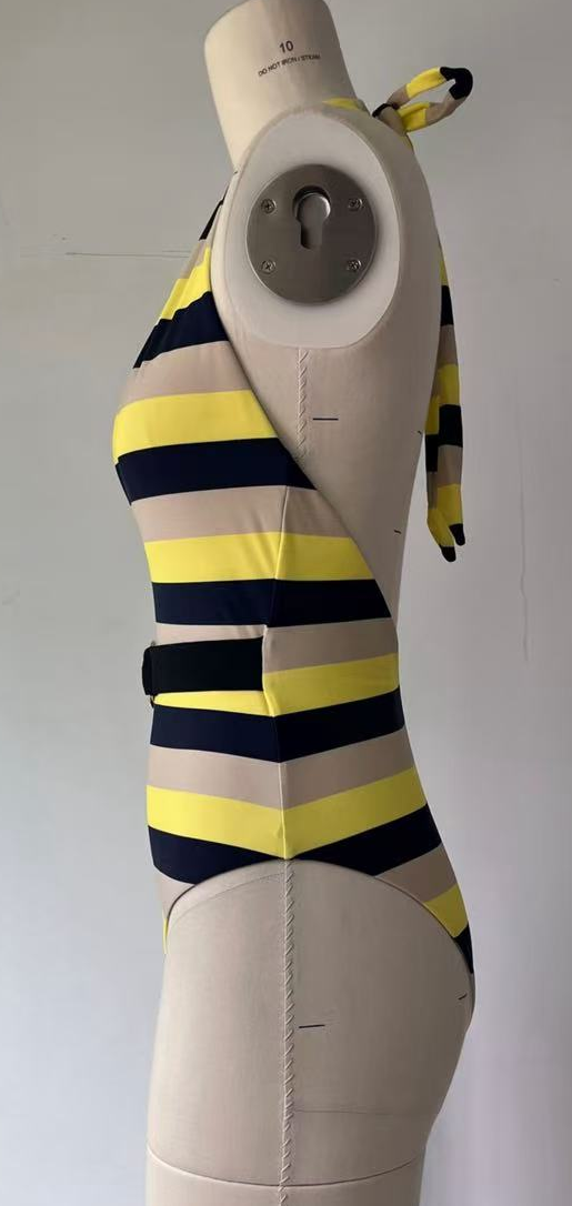 striped one-piece