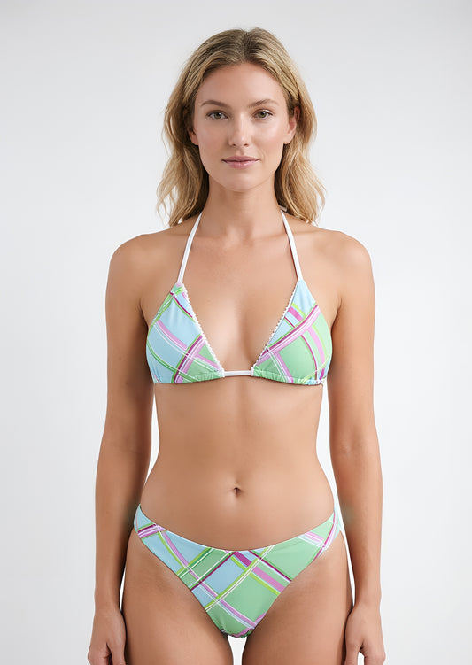 Pastel Fresh Plaid Halter Bikini Set