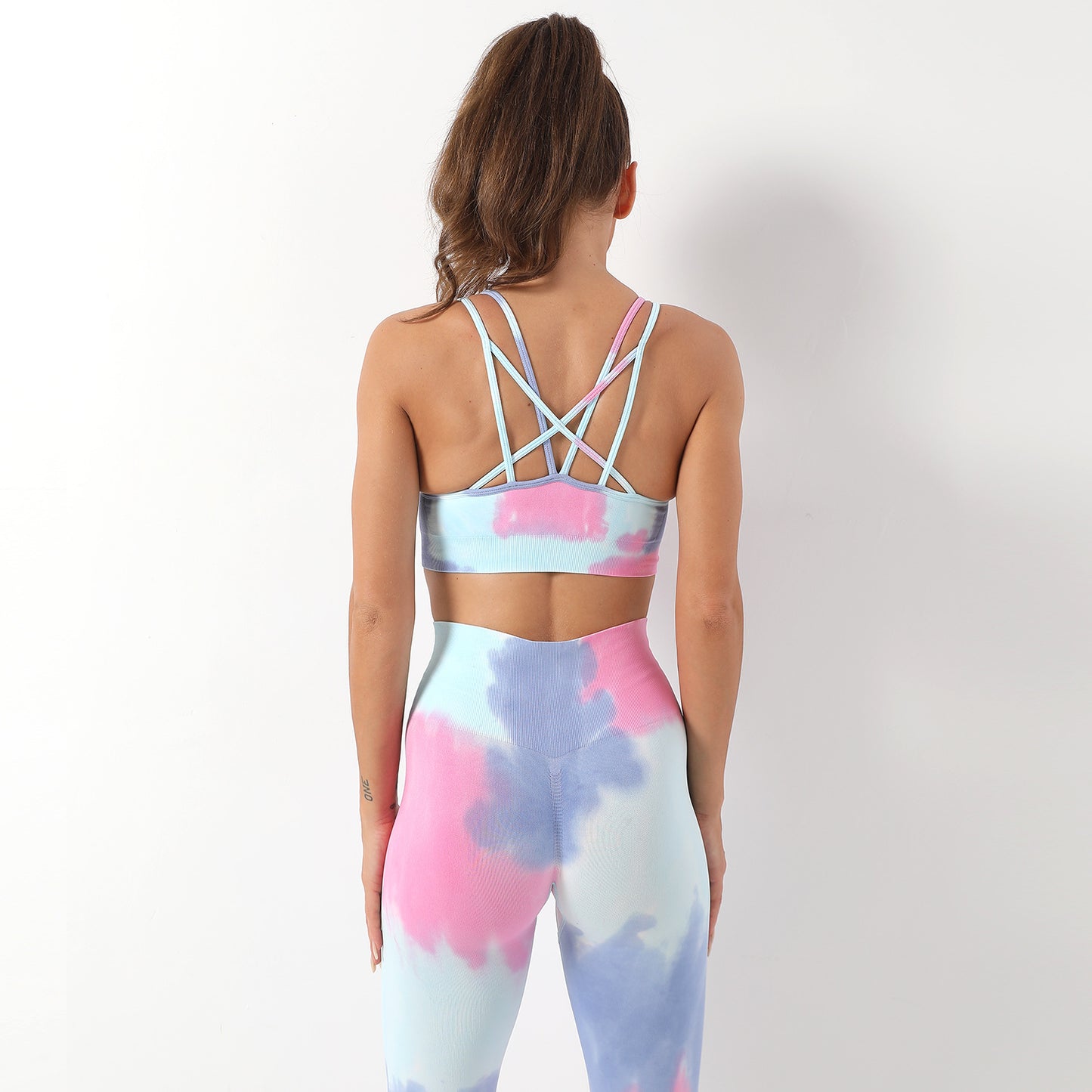 Tie dye seamless yoga suit set